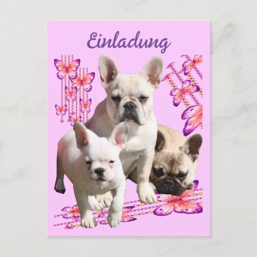 Französische Bulldoggen Schmetterlings Tag Briefkaart (Voorkant)