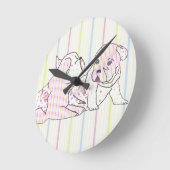 Französische Bulldoggen Uhr Ronde Klok (Hoek)