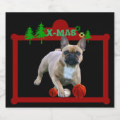 Französische Bulldoggen Weihnachten Feier Bier Etiket (Enkel label)
