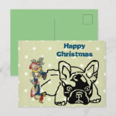 Französische Bulldoggen Weihnachten Feier Briefkaart (Voorkant / Achterkant)