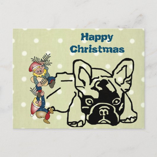 Französische Bulldoggen Weihnachten Feier Briefkaart (Voorkant)