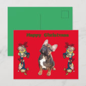 Französische Bulldoggen Weihnachten Feier Briefkaart (Voorkant / Achterkant)