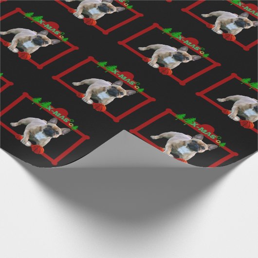 Französische Bulldoggen Weihnachten Feier Cadeaupapier (Hoek)