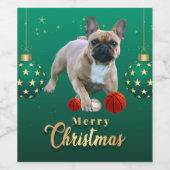 Französische Bulldoggen Weihnachten Feier Wijn Etiket (Enkel label)