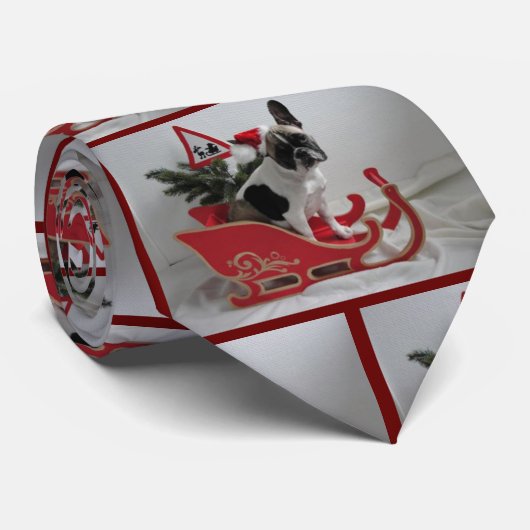 Französische Bulldoggen Weihnachten Krawatte Stropdas (Opgerold)