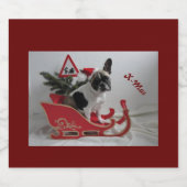 Französische Bulldoggen Weihnachten Sparkling Wine Sparkling Wijnetiket (Enkel label)