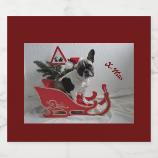 Französische Bulldoggen Weihnachten Sparkling Wine Sparkling Wijnetiket (Enkel label)