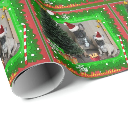 Französische Bulldoggen WeihnachtenGeschenkpapier Cadeaupapier (Rol Hoek)