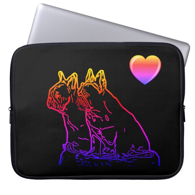 französische Bulldoggen zwei Freunde Laptopschutzh Laptop Sleeve (Voorkant)