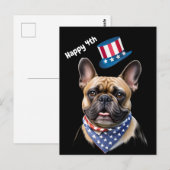 Französischen Bulldoggen Amerika 4.Juli Briefkaart (Voorkant / Achterkant)