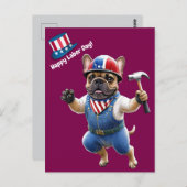Französischen Bulldoggen Happy Labor Day  Briefkaart (Voorkant / Achterkant)