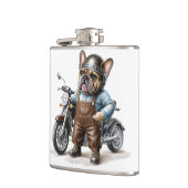 Französischen Bulldoggen Motorrad Heupfles (Links)