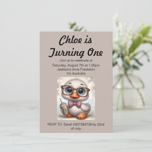 Frappe eendje in crocs kaart (Staand voorkant)