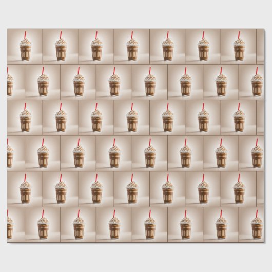 Frappe koffie met rood stro cadeaupapier (Vlak)