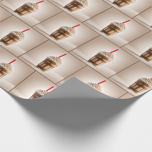 Frappe koffie met rood stro cadeaupapier (Hoek)