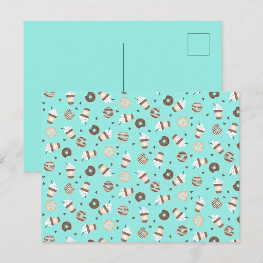 Frappuccino Coffee Sprinked Donut Patroon Briefkaart (Voorkant / Achterkant)