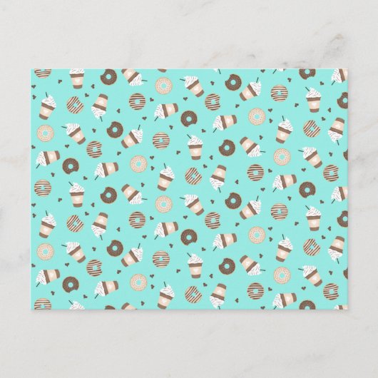 Frappuccino Coffee Sprinked Donut Patroon Briefkaart (Voorkant)