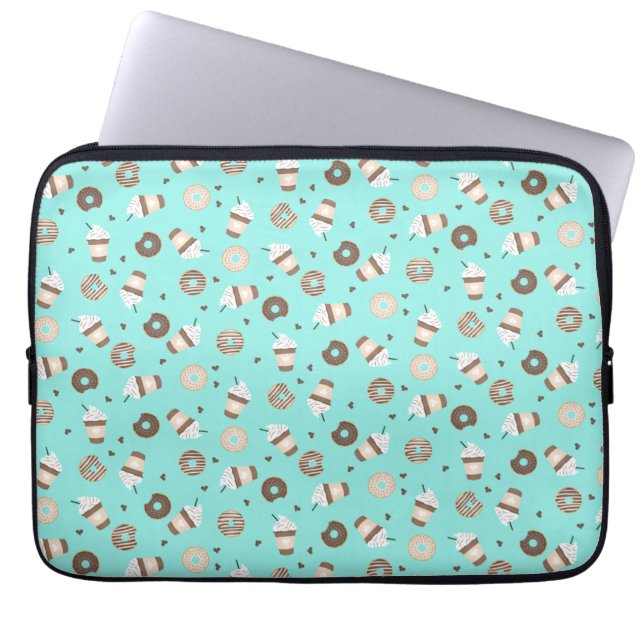 Frappuccino Coffee Sprinked Donut Patroon Laptop Sleeve (Voorkant)