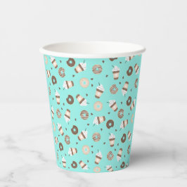 Frappuccino Coffee Sprinked Donut Patroon Papieren Bekers