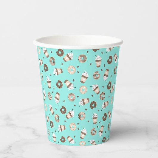 Frappuccino Coffee Sprinked Donut Patroon Papieren Bekers (Voorkant)