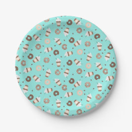 Frappuccino Coffee Sprinked Donut Patroon Papieren Bordje