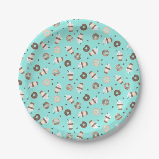 Frappuccino Coffee Sprinked Donut Patroon Papieren Bordje (Voorkant)