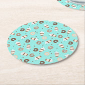 Frappuccino Coffee Sprinked Donut Patroon Ronde Kartonnen Onderzetter (Gebogen)