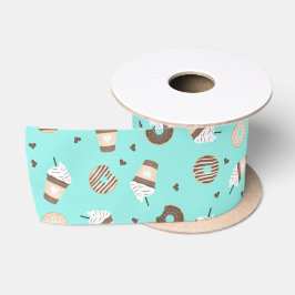 Frappuccino Coffee Sprinked Donut Patroon Satijnen Lint