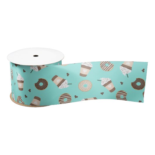 Frappuccino Coffee Sprinked Donut Patroon Satijnen Lint (Spoel)