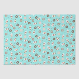 Frappuccino Coffee Sprinked Donut Patroon Tissuepapier