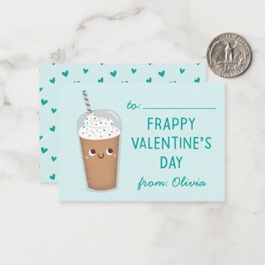 Frappy Valentijnsdag - Mint Note Card Notitiekaartje (Voorkant / Achterkant in situ)