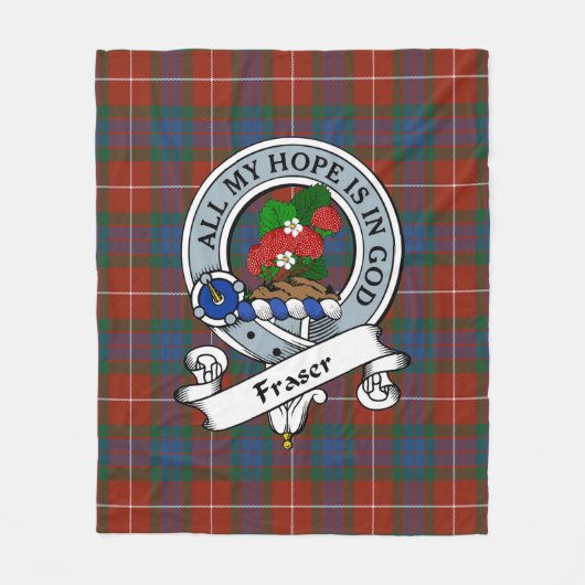Fraser Ancient Clan badge Tartan Pset Fleece Deken (Voorkant)