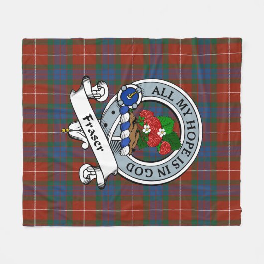 Fraser Ancient Clan badge Tartan Pset Fleece Deken (Voorkant (Horizontaal))