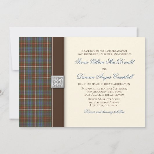 Fraser Ancient Hunting Tartan Wedding Invitation Kaart (Voorkant)