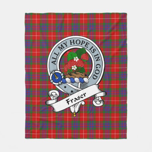 Fraser Clan Badge Clan Badge Tartan Pset Fleece Deken (Voorkant)