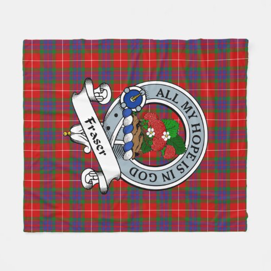 Fraser Clan Badge Clan Badge Tartan Pset Fleece Deken (Voorkant (Horizontaal))