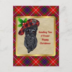 Fraser Clan Badge & Tartan Kerstmis Briefkaart