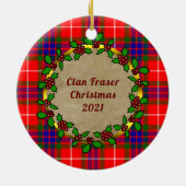 Fraser Clan Badge & Tartan Persoonlijke mas Keramisch Ornament (Achterkant)