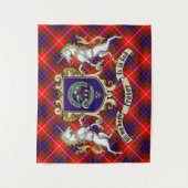 Fraser Clan Badge & Unicorns met Tartan Wandkleed (Voorkant)