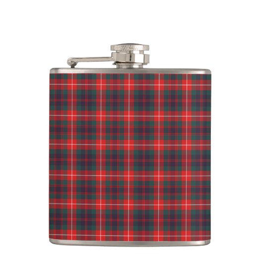 Fraser Clan Bright Red en Navy Blue Modern Tartan Heupfles (Voorkant)