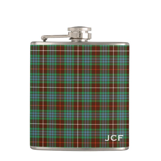 Fraser Clan Hunting Tartan Monogram Heupfles (Voorkant)