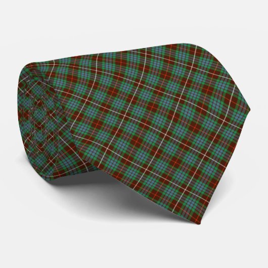 Fraser Clan Jacht Tartan Bruin en Groen Plaid Stropdas (Opgerold)