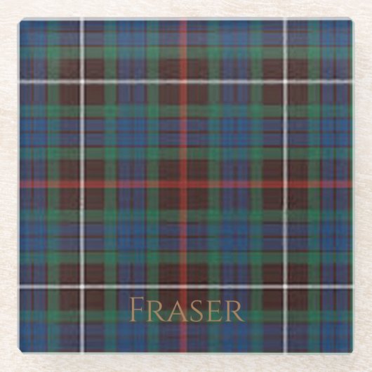 Fraser Clan Tartan Glass Onderzetter (Voorkant)
