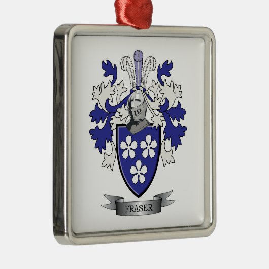 Fraser Family Crest Coat of Arms Metalen Ornament (Rechts)