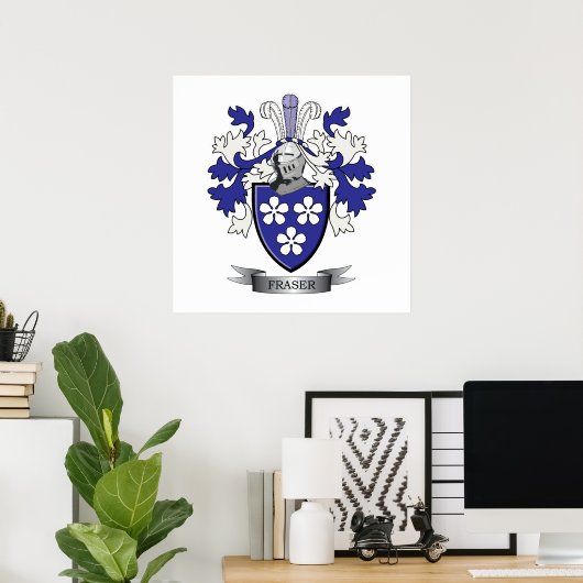 Fraser Family Crest Coat. Poster (Thuiskantoor)