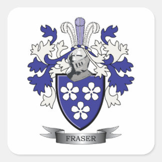 Fraser Family Crest Coat. Vierkante Sticker