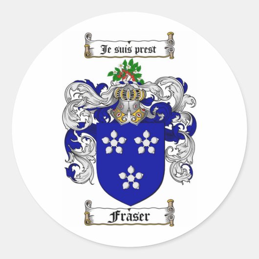FRASER FAMILY CREST - FRASER WAPEN RONDE STICKER (Voorkant)