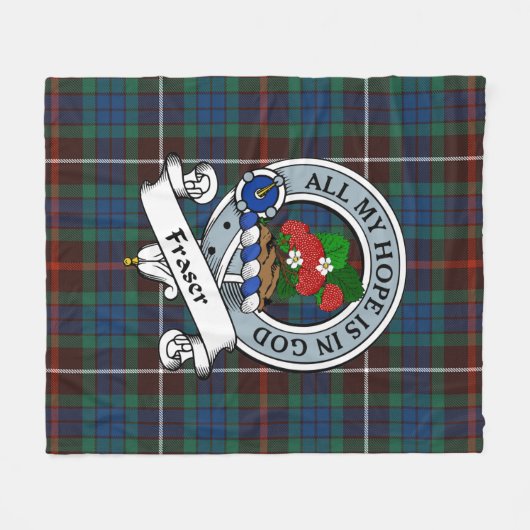 Fraser Hunting Ancient Clan Badge Tartan Pset Fleece Deken (Voorkant (Horizontaal))
