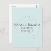 Fraser Island Australia Latitude & Longitude Briefkaart (Voorkant / Achterkant)