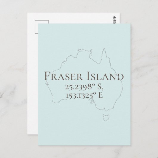 Fraser Island Australia Latitude & Longitude Briefkaart (Voorkant / Achterkant)